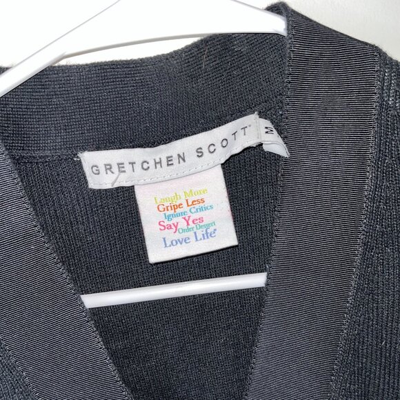 Gretchen Scott Black Grosgrain Heaven Cardigan Solid Women M MEDIUM - Picture 6 of 11